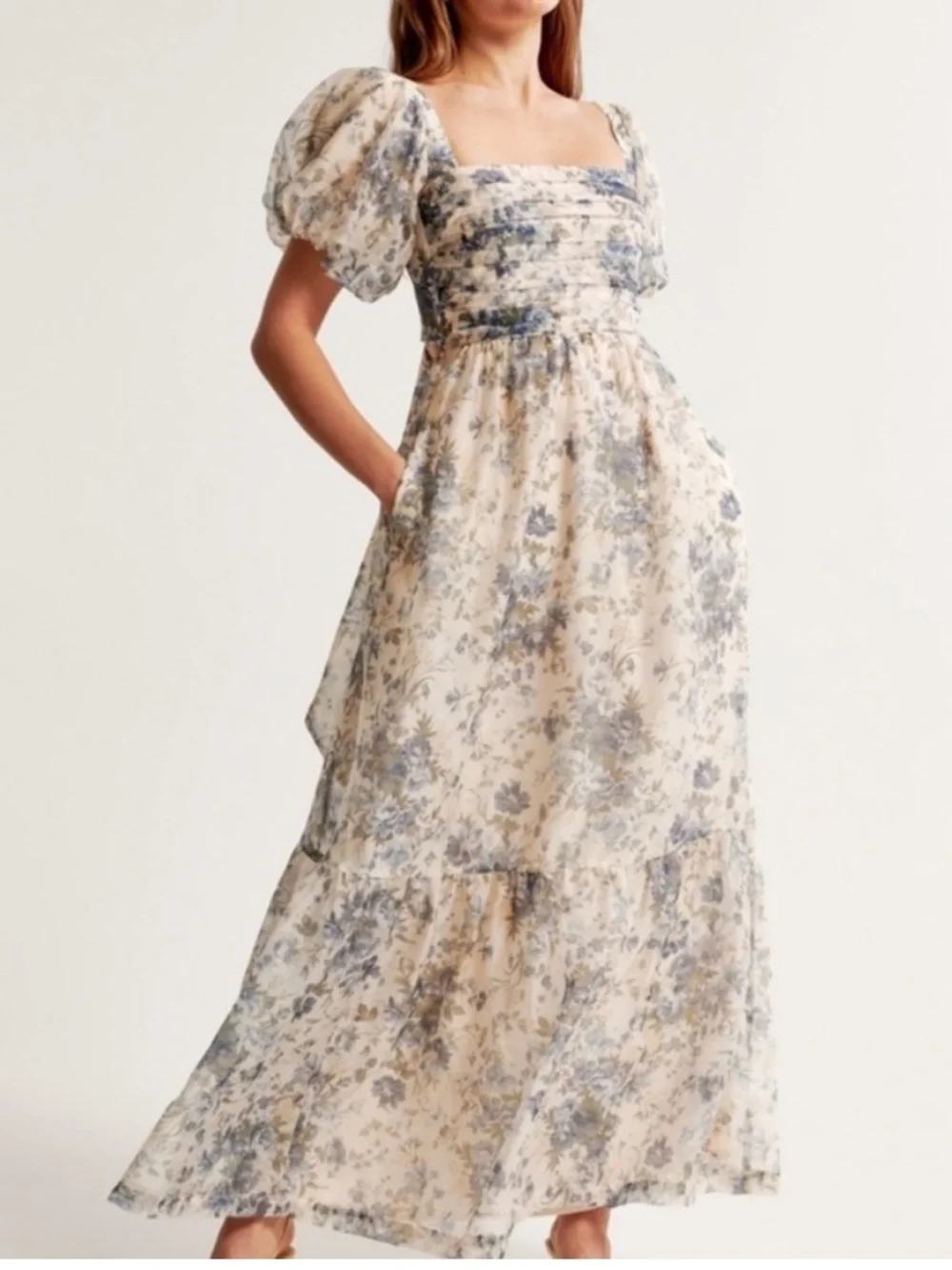 NWT Abercrombie & Fitch The A&F Emerson Drama Bow-Back Maxi Dress Size Small